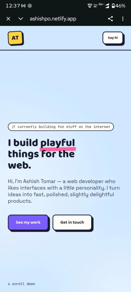 Site do Portfólio de Ashish