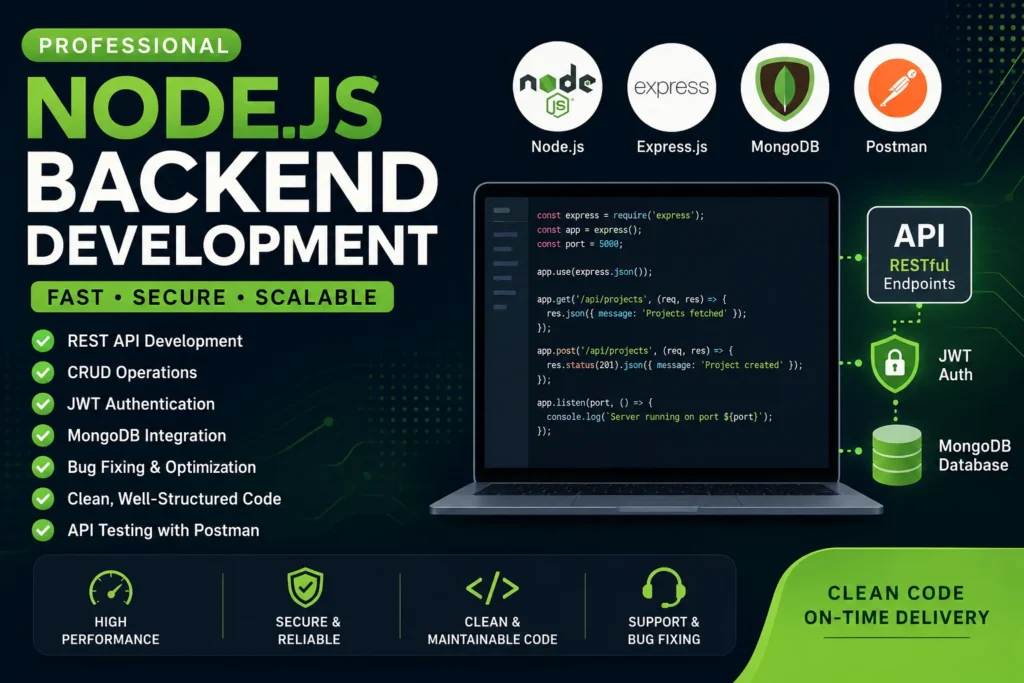 I will deliver node.js backend development services