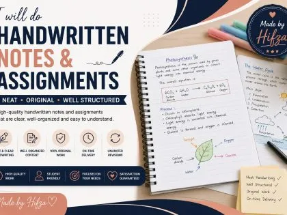 I Will write neat handwritten notes and assignments in English and Urdu