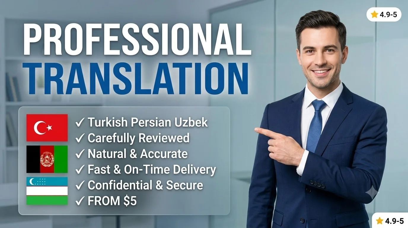 Men professional turk, fors, dariy va oʻzbek tarjimasini amalga oshiraman — aniq, tabiiy, tez va maxfiy 2 Men professional turk, fors, dariy va oʻzbek tarjimasini amalga oshiraman — aniq, tabiiy, tez va maxfiy - Rasm 2