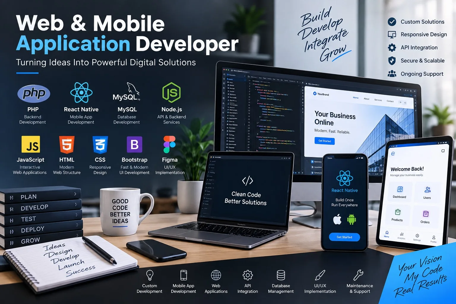 Izradit ću prilagođenu web stranicu ili mobilnu aplikaciju s Php ili React Native 1 Izradit ću prilagođenu web stranicu ili mobilnu aplikaciju s PHP-om ili React Nativeom