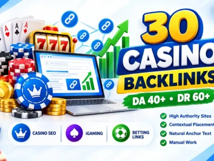Ik bouw 30 casinobacklinks met hoge DA 40+ en DR 60+.