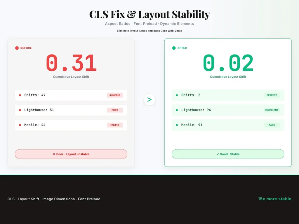 በኢ-ኮሜርስ መደብር ፊት ላይ የCLS ችግሮችን አስተካክያለሁ።