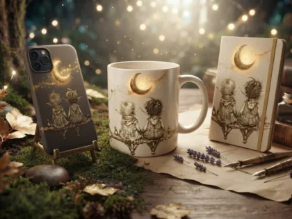 Criarei uma ilustração de duende de fantasia aconchegante e uma impressão de arte digital