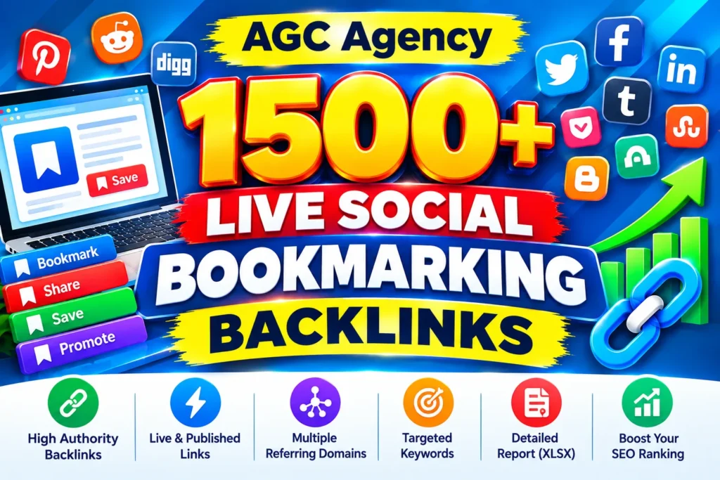 உடனடி 1500+ நேரடி சமூக புக்மார்க்கிங் இணைப்புகள் உயர் அதிகாரம் SEO Backlinks ஐ உருவாக்குவேன்