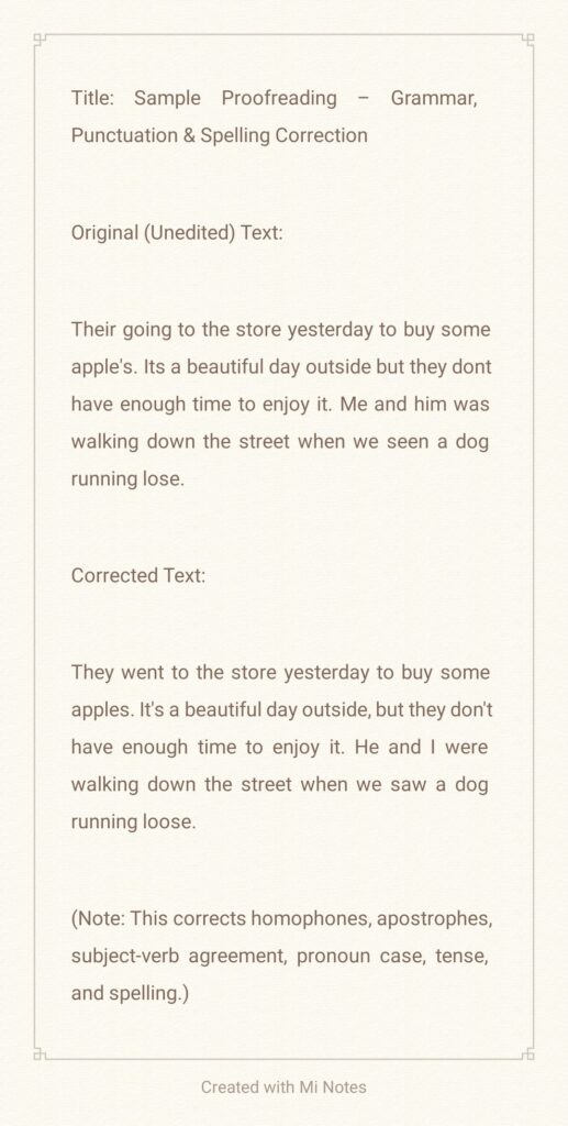 Proofreading Sample