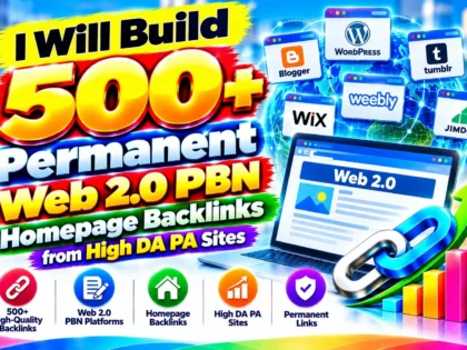 Ich werde &uuml;ber 500 permanente Web 2.0 PBN Homepage Backlinks von High DA PA Seiten erstellen