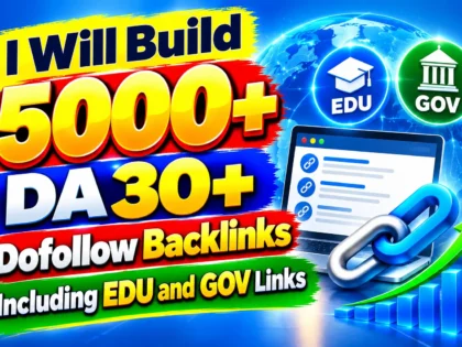 Vytvořím 5000+ DA 30+ Dofollow zpětných odkazů, včetně EDU a GOV odkazů
