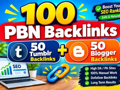 ฉันจะสร้าง 100 แบ็กลิงก์ PBN - 50 Tumblr + 50 แบ็กลิงก์ Blogger