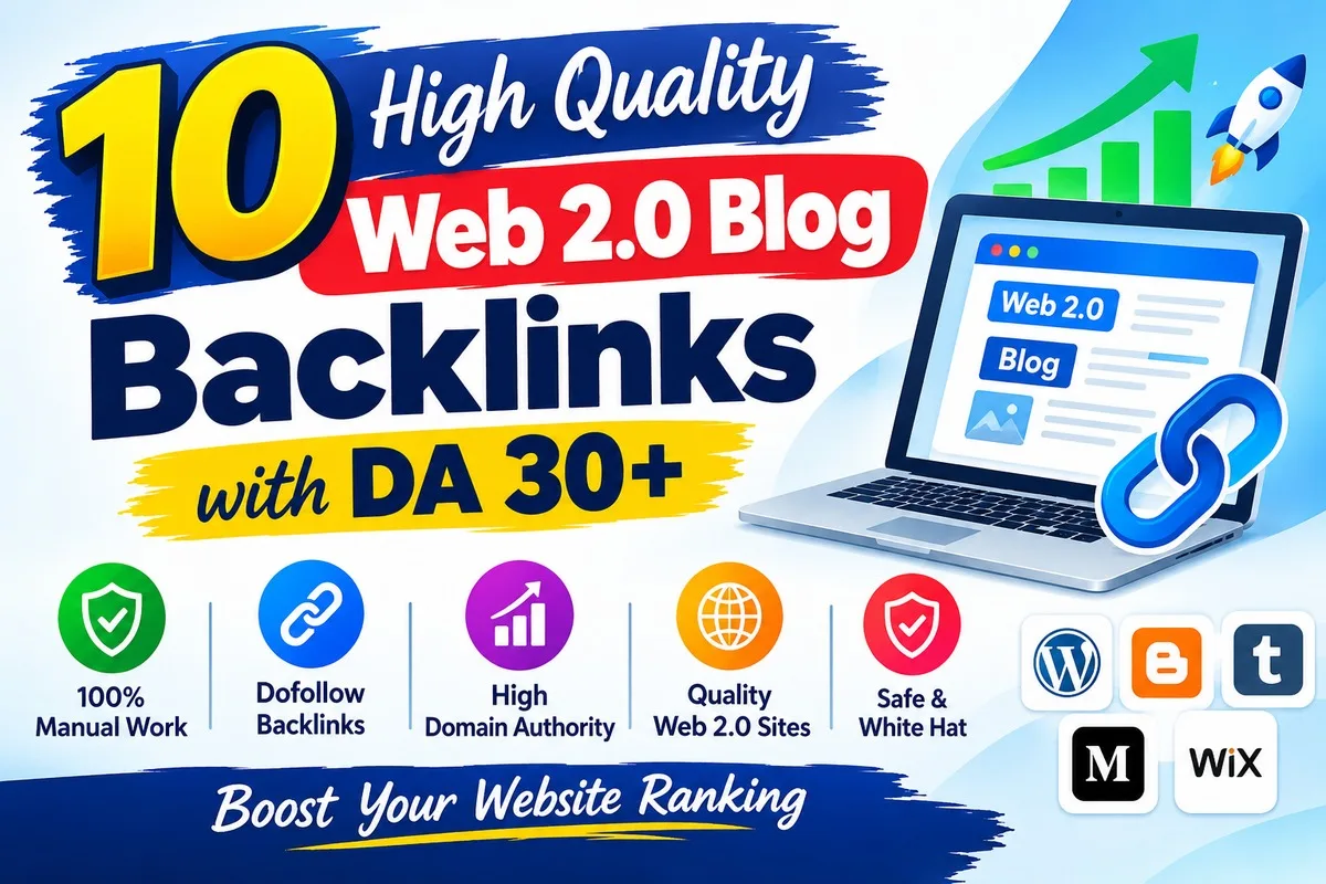 Ich werde 10 hochwertige Web 2.0 Blog-Backlinks mit DA 30+ erstellen 1 Ich werde 10 hochwertige Web 2.0 Blog-Backlinks mit DA 30+ erstellen
