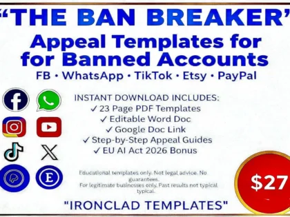 I Will Provide Professional Account Appeal Templates for Banned and Suspended Accounts on 15+ Platforms