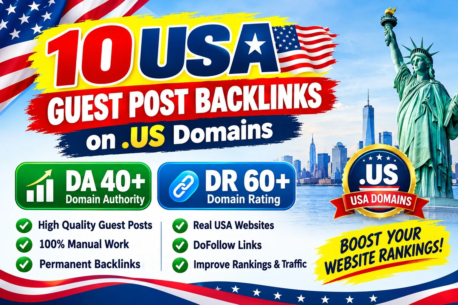 Construiré 10 backlinks de publicaciones de invitados en EE. UU. en dominios.US con DA 40+ DR 60+ 2 Zinn Hub