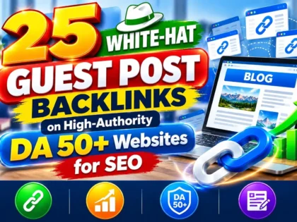 ฉันจะสร้าง 25 แบ็กลิงก์โพสต์รับเชิญแบบ White-Hat บนเว็บไซต์ที่มีอำนาจสูง DA 50+ สำหรับ SEO