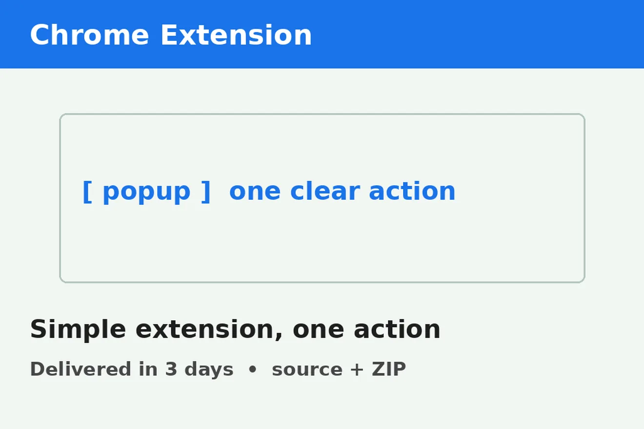 I Will build a simple Chrome extension for one browser action 2 Saya akan membuat ekstensi Chrome sederhana untuk satu tindakan browser