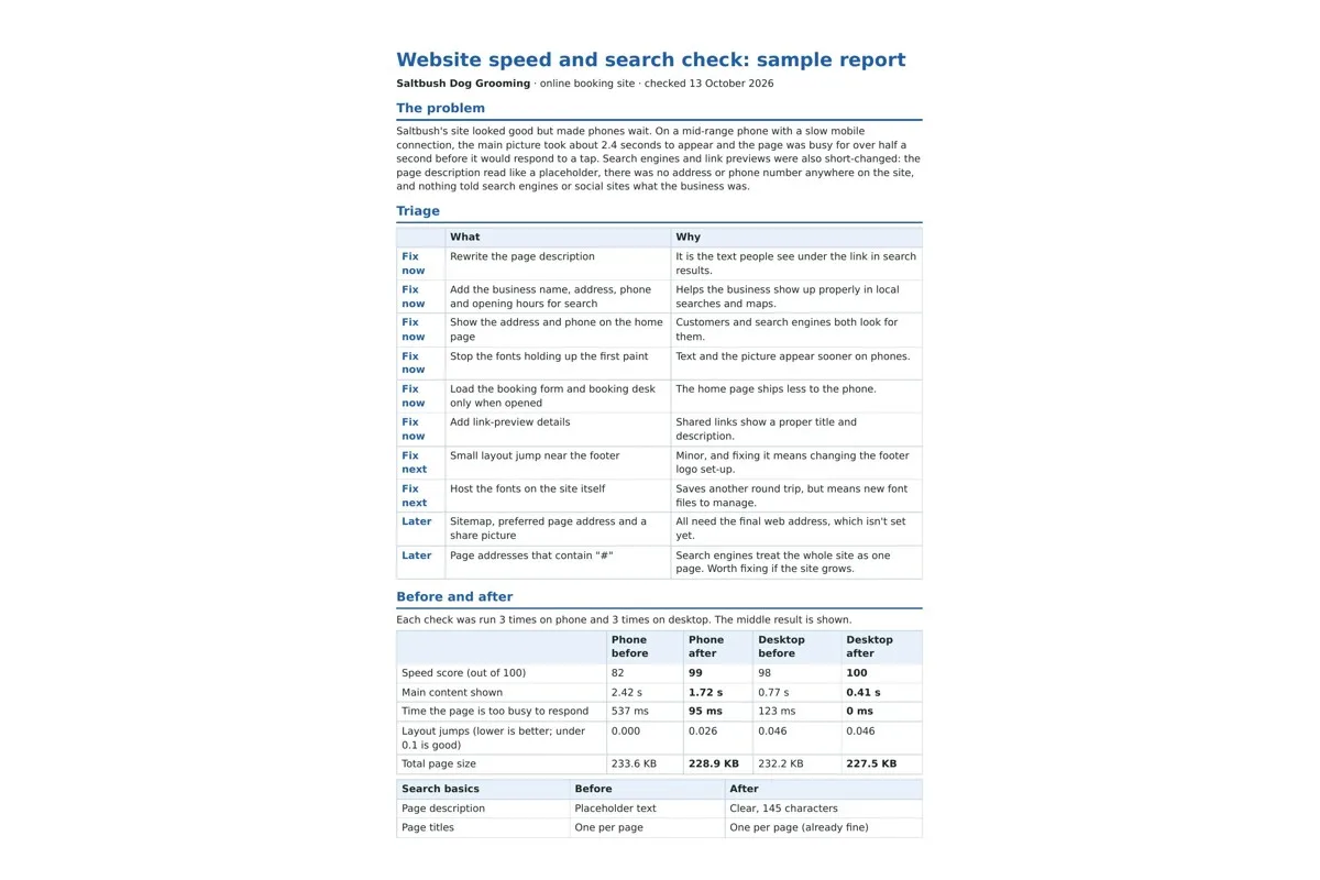 I Will speed up your website and fix the search basics on up to 10 key pages in 3 days, with a before and after report - Image 2