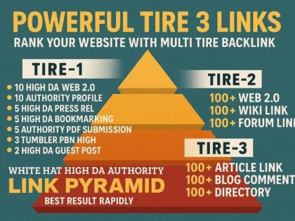 Crearé una potente pirámide de backlinks de 3 niveles con 640 enlaces de alta autoridad para clasificaciones SEO