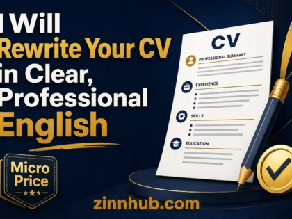 I will Rewrite Your CV in Clear, Professional English — available on Zinn Hub