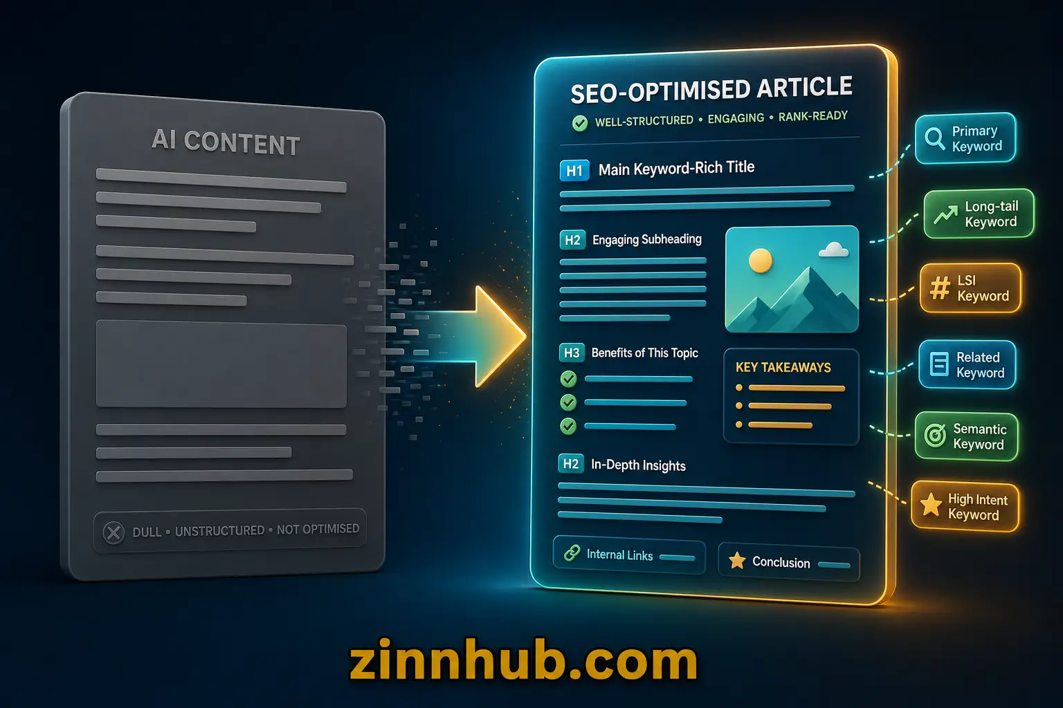 I-e-edit ko ang iyong nilalaman ng AI na may brand voice, SEO optimization, at mabilis na turnaround 4 Zinn Hub
