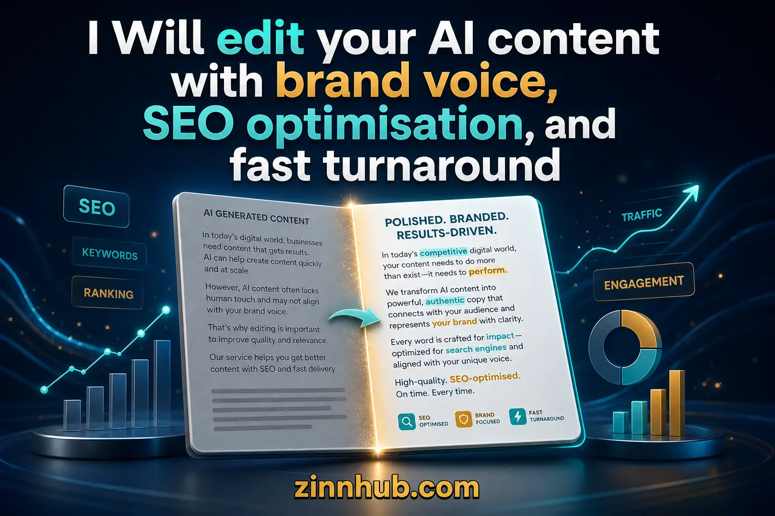 I-e-edit ko ang iyong nilalaman ng AI na may brand voice, SEO optimization, at mabilis na turnaround 2 Zinn Hub
