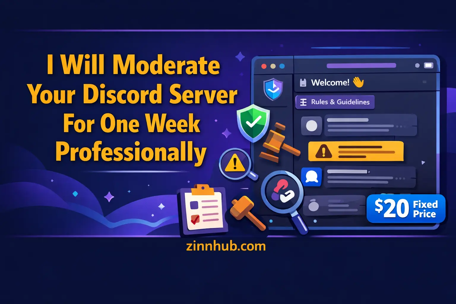 I Will Moderate Your Discord Server For One Week Professionally 1 I Will Moderate Your Discord Server For One Week Professionally — Available On Zinn Hub