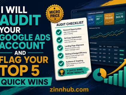 I will audit your Google Ads account and flag your top 5 quick wins — available on Zinn Hub