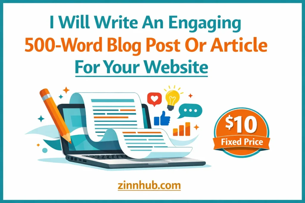 I will write an engaging 500-word blog post or article for your website