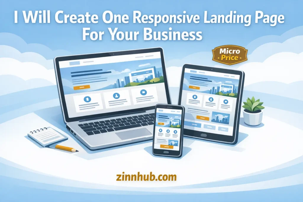 I will create one responsive landing page for your business