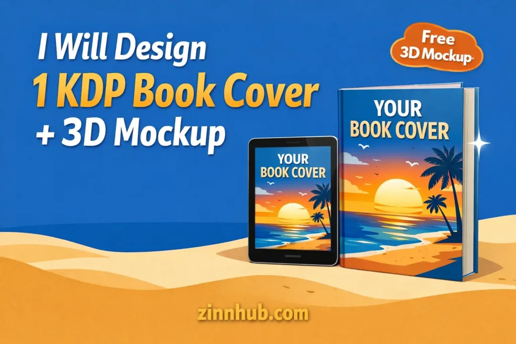 I will design one kdp ebook cover with a free 3d mockup