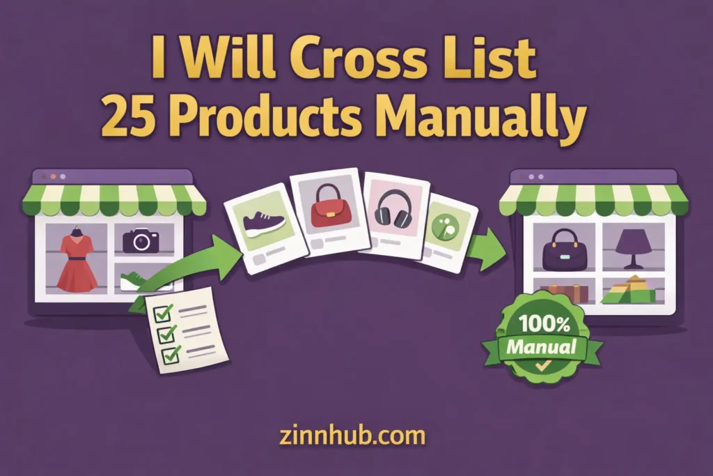 I will cross list 25 products to your chosen marketplace manually