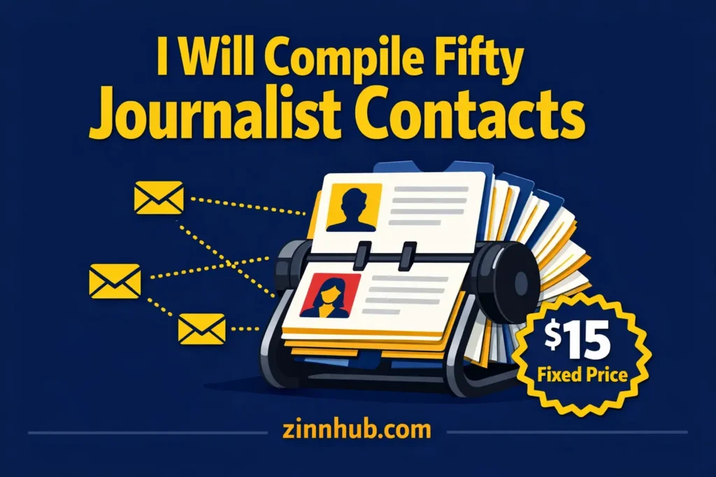 I will compile fifty journalist contacts for your industry and country