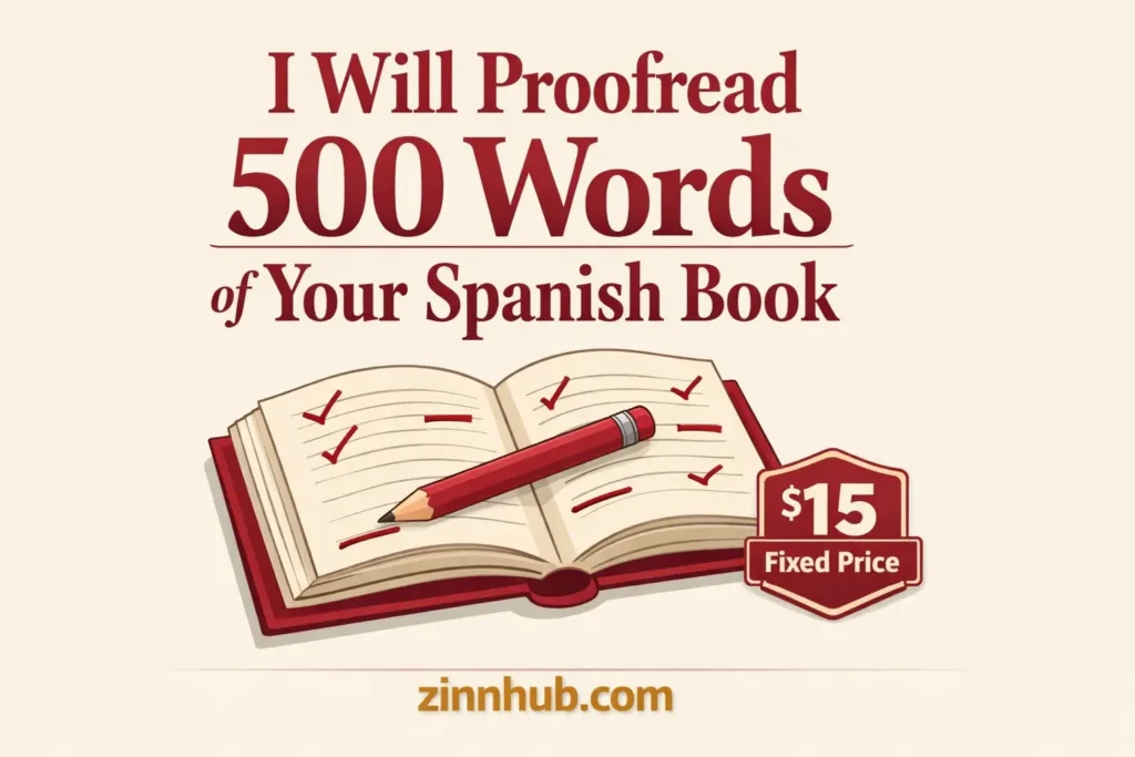 I will proofread and edit 500 words of your spanish book