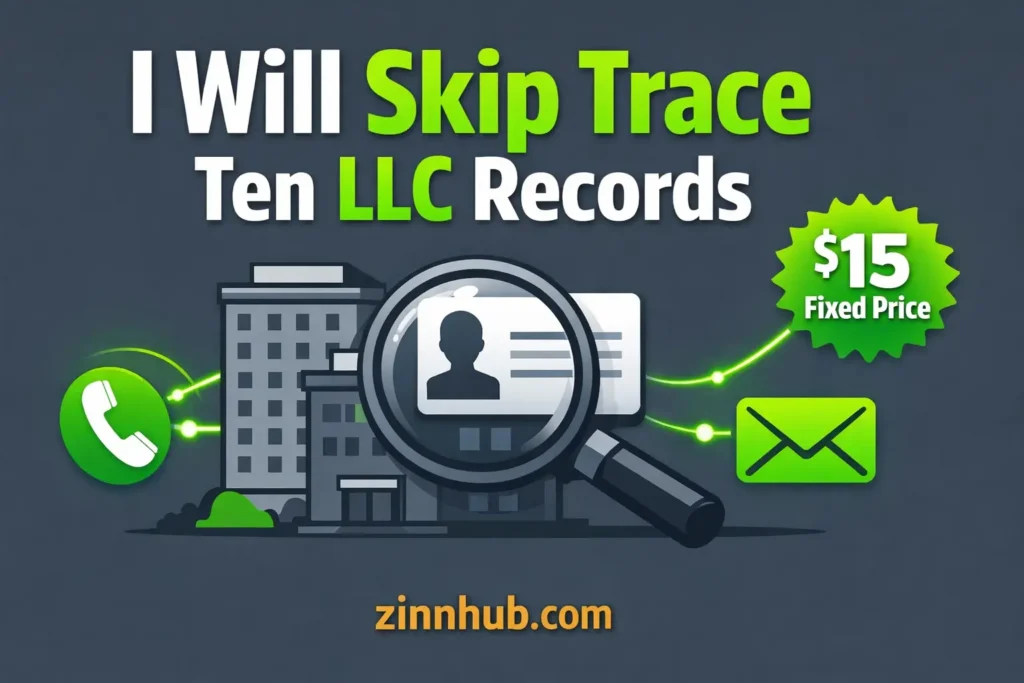 I will skip trace ten llc records for owner contact details