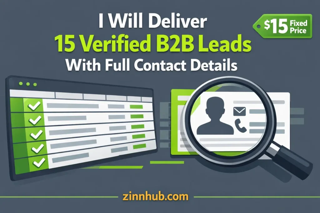 I will deliver 15 verified B2B leads with full contact details