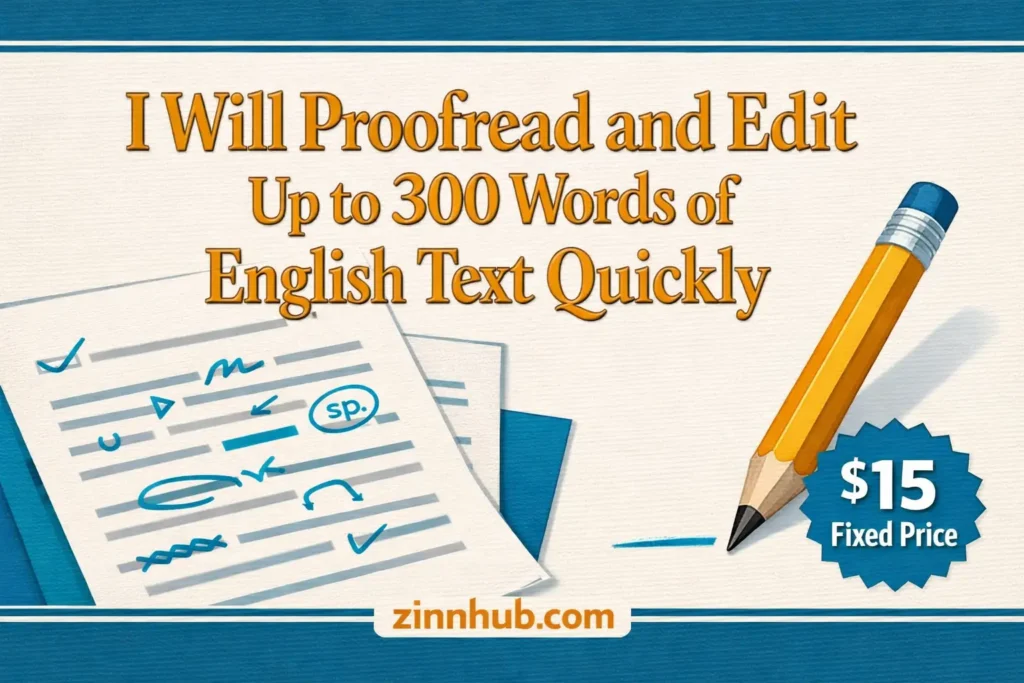 I will proofread and edit up to 300 words of English text quickly