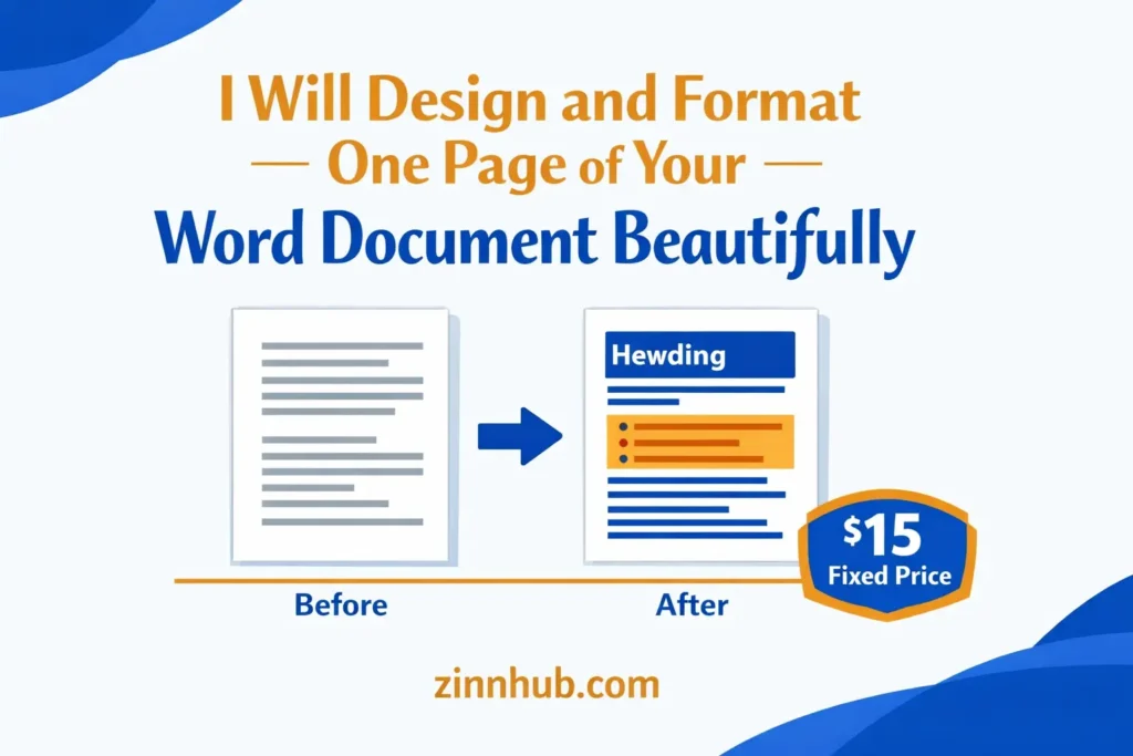 I will design and format one page of your Word document beautifully