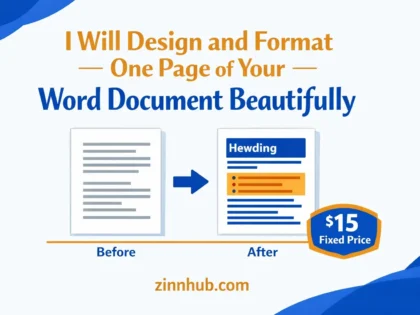 I Will Design And Format One Page Of Your Word Document Beautifully — Available On Zinn Hub