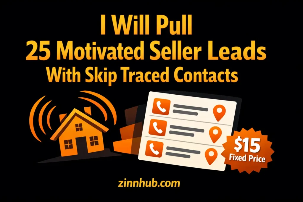 I will pull 25 motivated seller leads with skip traced contacts