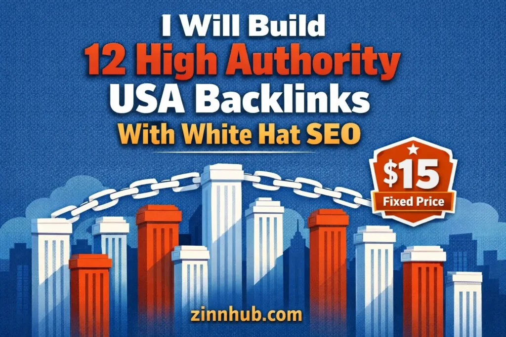 I will build 12 high authority USA backlinks with white hat SEO