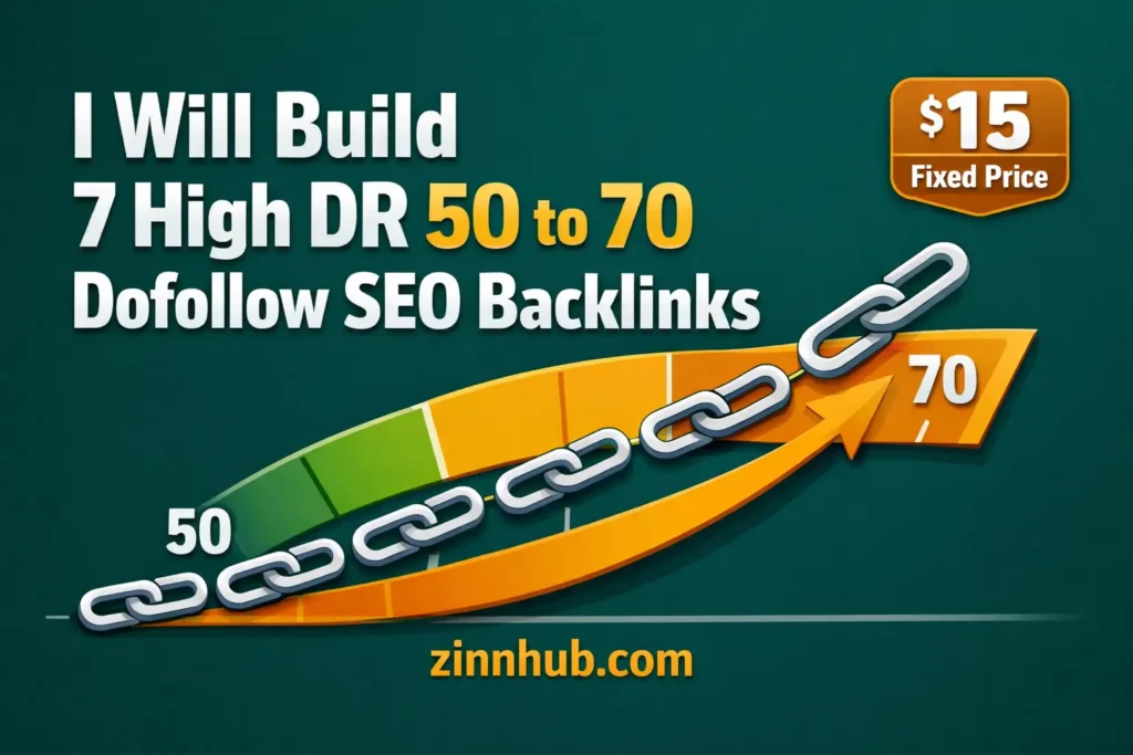 I will build 7 high DR 50 to 70 dofollow SEO backlinks