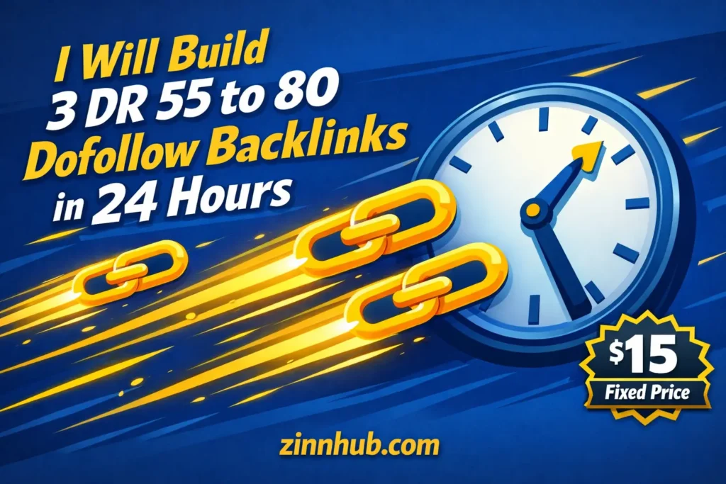 I will build 3 DR 55 to 80 dofollow backlinks in 24 hours