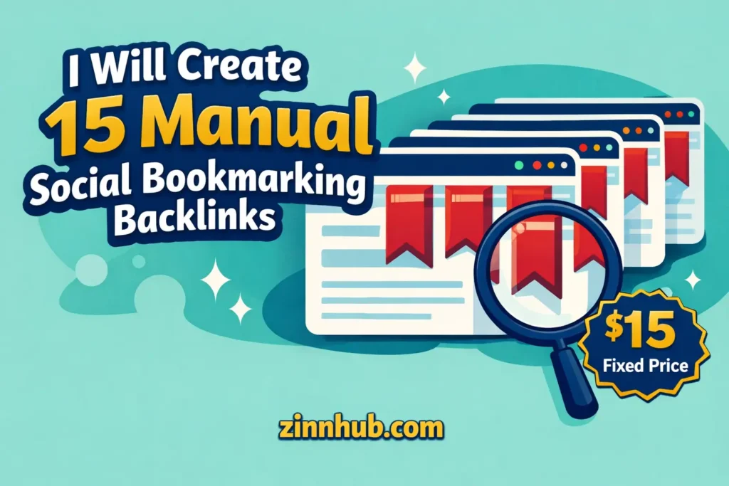 I will create 15 manual social bookmarking backlinks