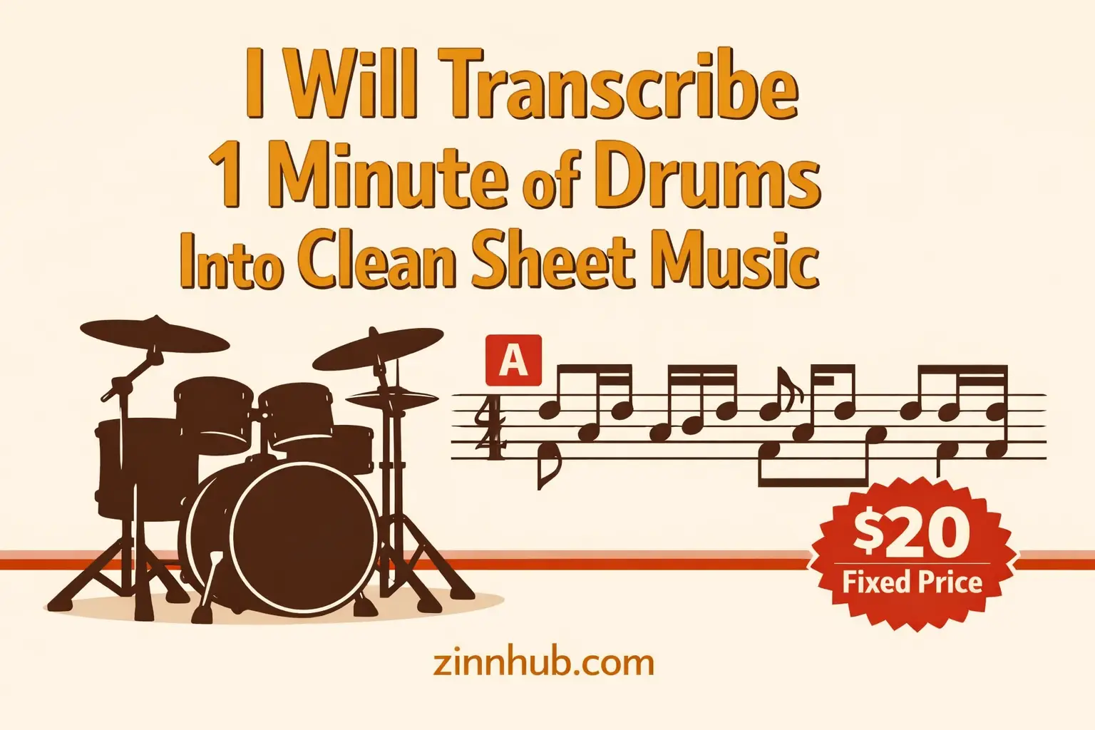 I Will Transcribe 1 Minute Of Drums Into Clean Sheet Music 1 I Will Transcribe 1 Minute Of Drums Into Clean Sheet Music — Available On Zinn Hub