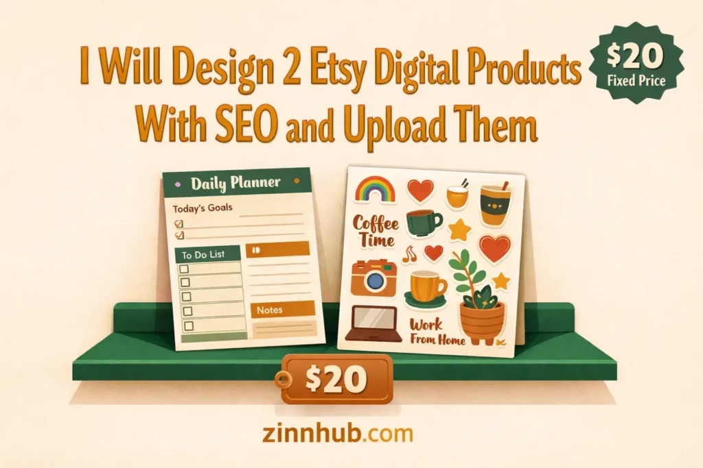 I will design 2 Etsy digital products with SEO and upload them