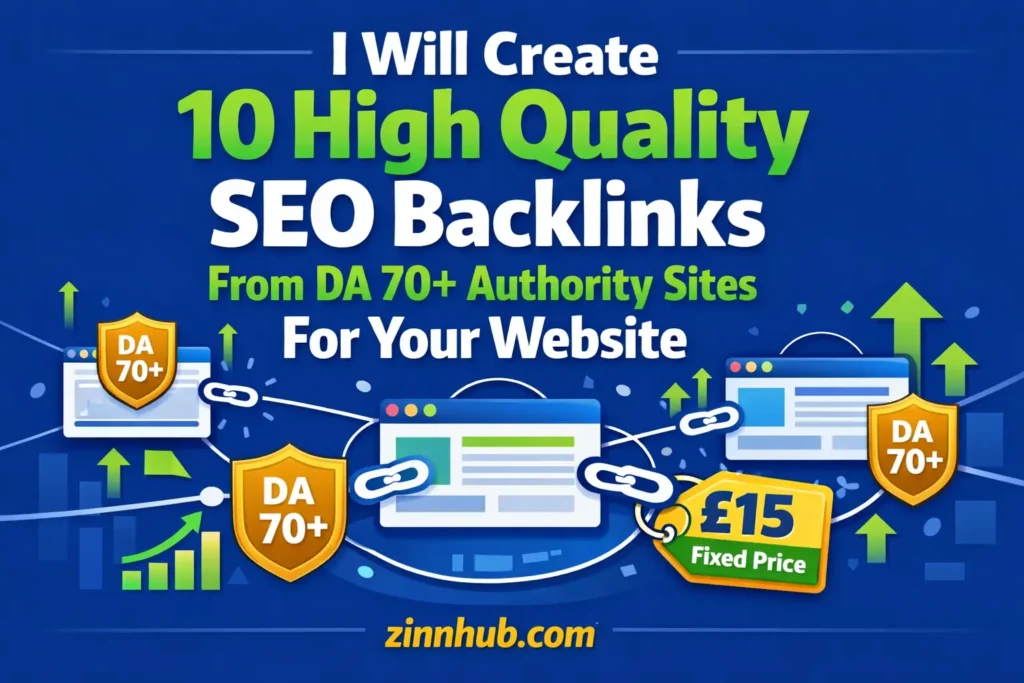 I will create 10 high quality SEO backlinks from DA70+ authority sites for your website