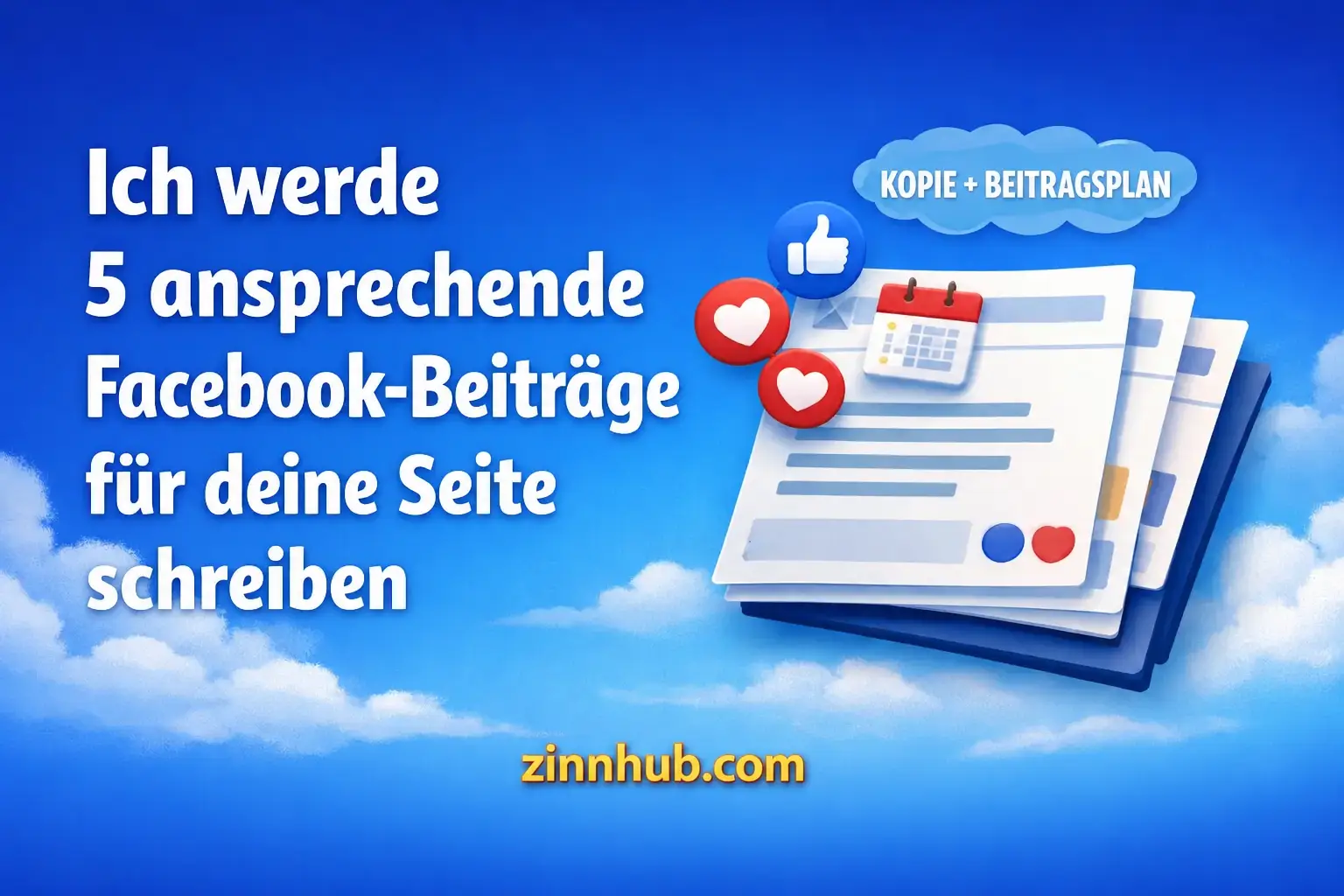 Ich werde f&uuml;nf ansprechende Facebook-Posts f&uuml;r deine Unternehmensseite schreiben