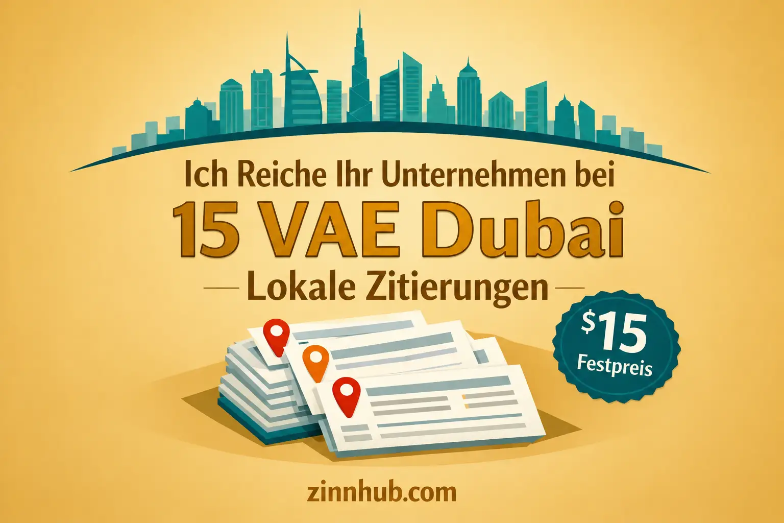 Ich werde Ihr Unternehmen bei 15 lokalen UAE Dubai-Zitaten einreichen