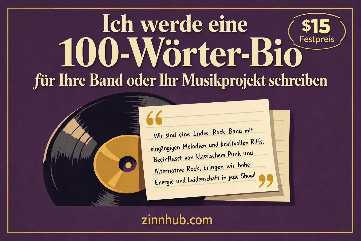Ich schreibe eine 100-Wort-Biografie f&uuml;r deine Band oder dein Musikprojekt