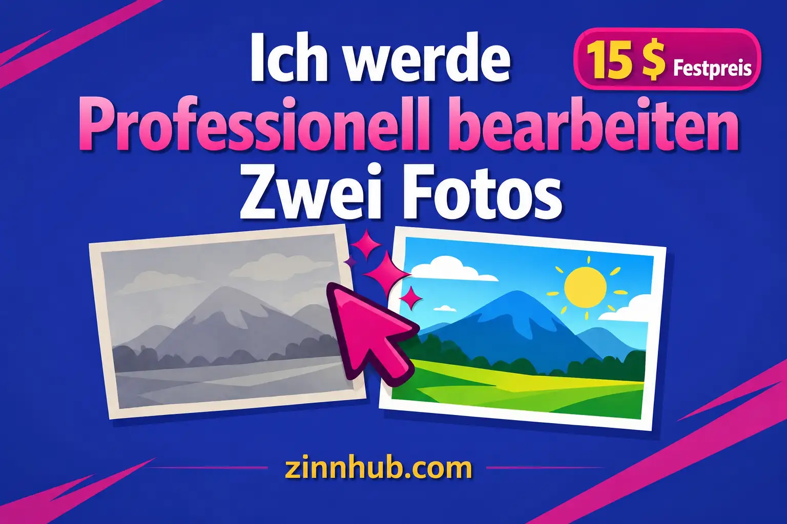Ich werde zwei Fotos professionell mit KI und Photoshop bearbeiten
