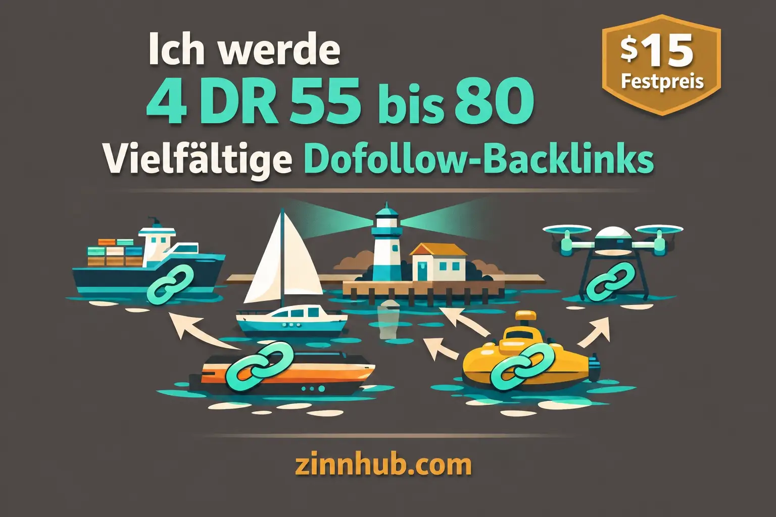 Ich werde 4 DR 55 bis 80 diversifizierte Dofollow-Backlinks aufbauen