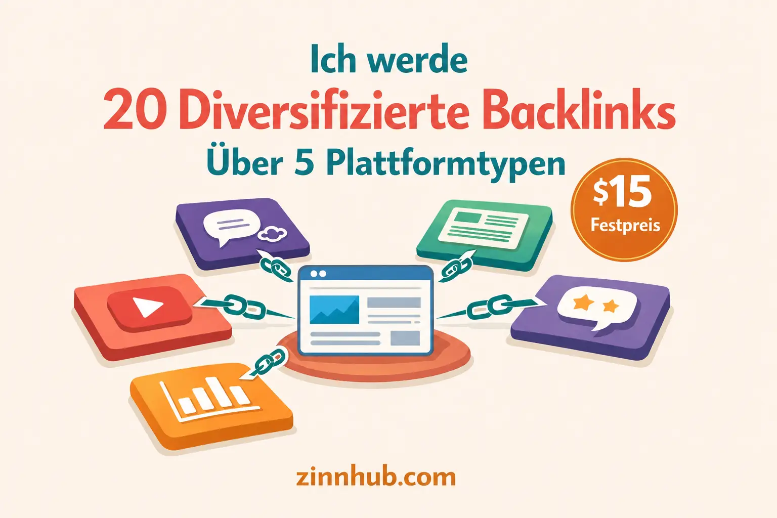 Ich werde 20 diversifizierte Backlinks &uuml;ber 5 Plattformtypen erstellen